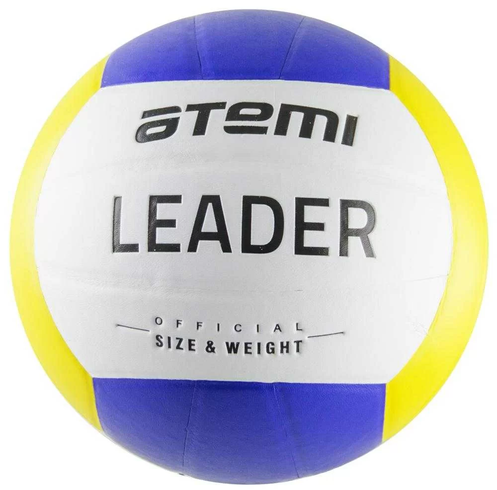 Реальное фото Мяч волейбольный Atemi Leader синтетическая кожа PVC желт/гол/бел от магазина СпортСЕ