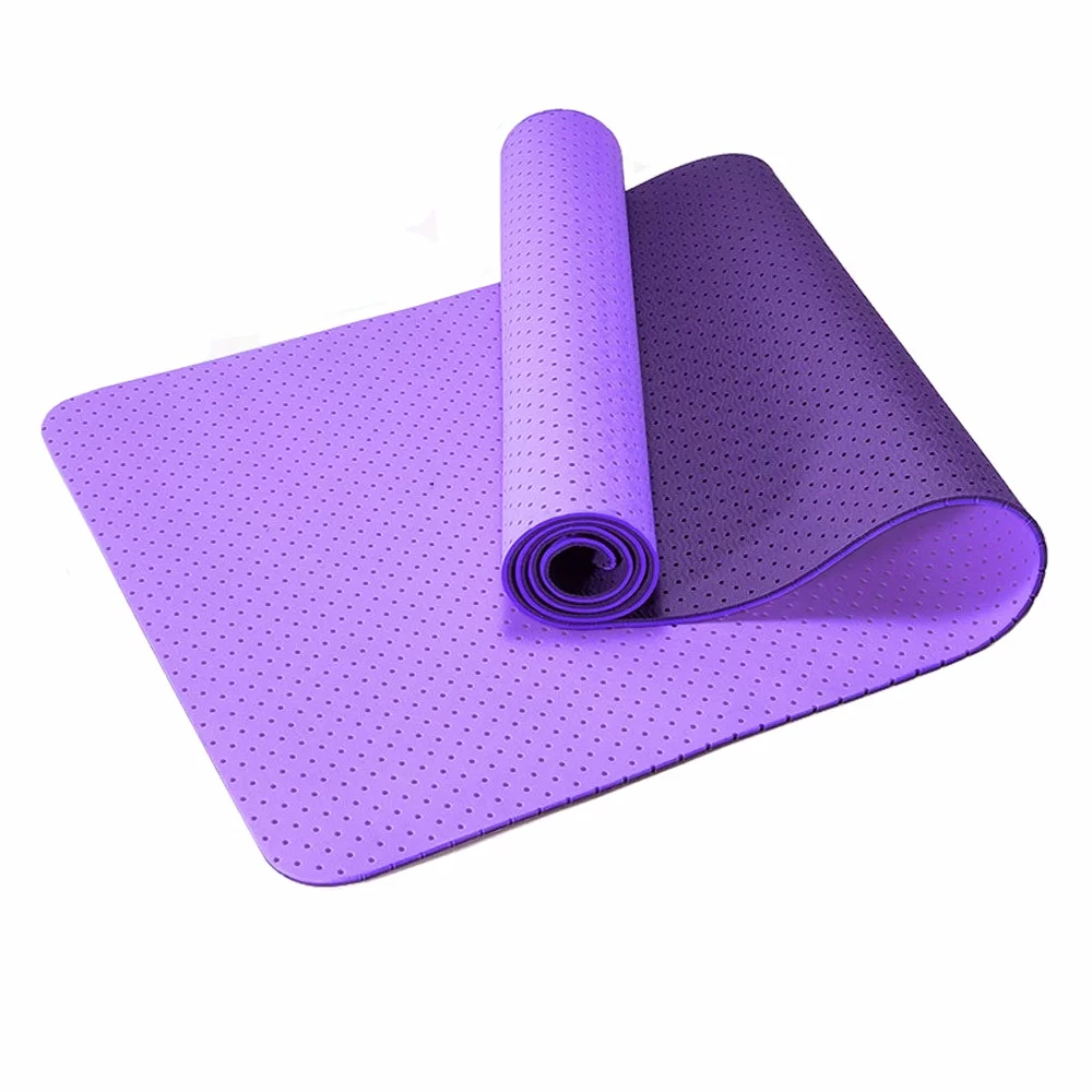 Реальное фото Коврик для йоги 183х61х0.6 см TPE-2T-2 фиолетовый/бордовый (B34507) 10019311 от магазина СпортСЕ