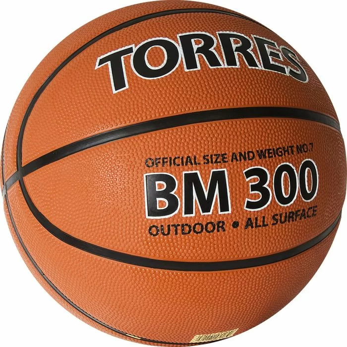 Реальное фото Мяч баскетбольный Torres BM300 №7 резина темно оранж-черный B02017 от магазина СпортСЕ