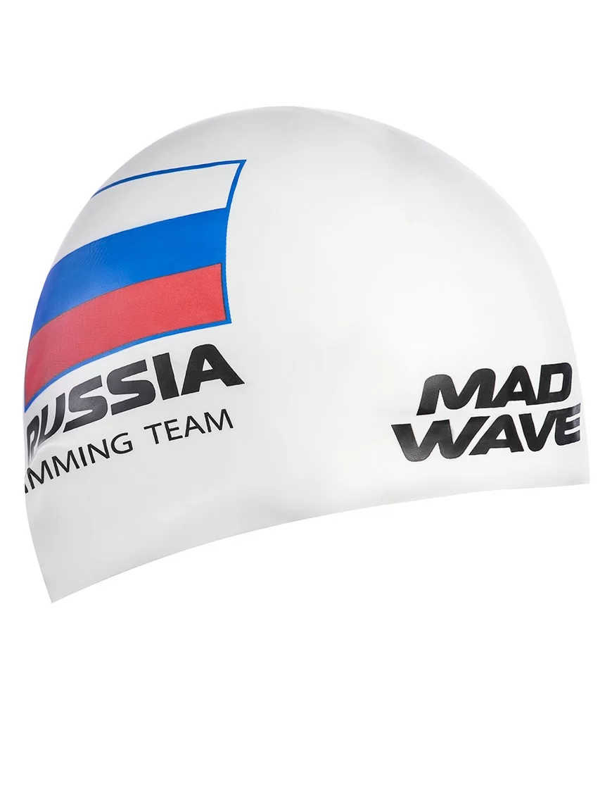 Реальное фото Шапочка для плавания Mad Wave Swimming Team white M0558 18 0 02W от магазина СпортСЕ