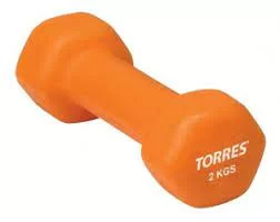 Реальное фото Гантель неопреновая 2 кг Torres шестигранник оранжевый PL55012 от магазина СпортСЕ