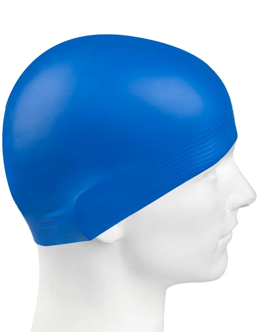 Реальное фото Шапочка для плавания Mad Wave Solid blue M0565 01 0 04W от магазина СпортСЕ
