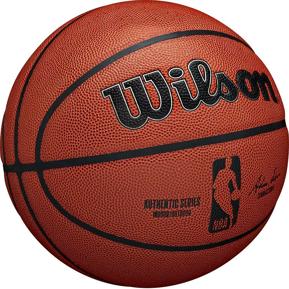 Реальное фото Мяч баскетбольный Wilson NBA Authentic  №7 коричневый WTB7200XB07 от магазина СпортСЕ