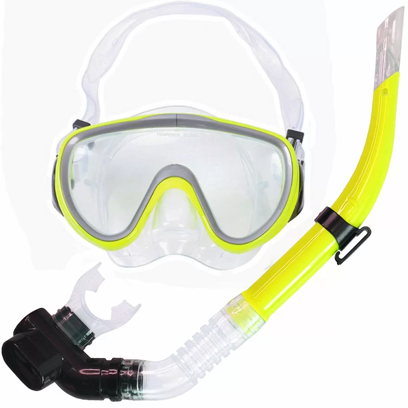 Реальное фото Набор для плавания E33176-5 взрослый маска+трубка (силикон) желтый 10021293 от магазина СпортСЕ