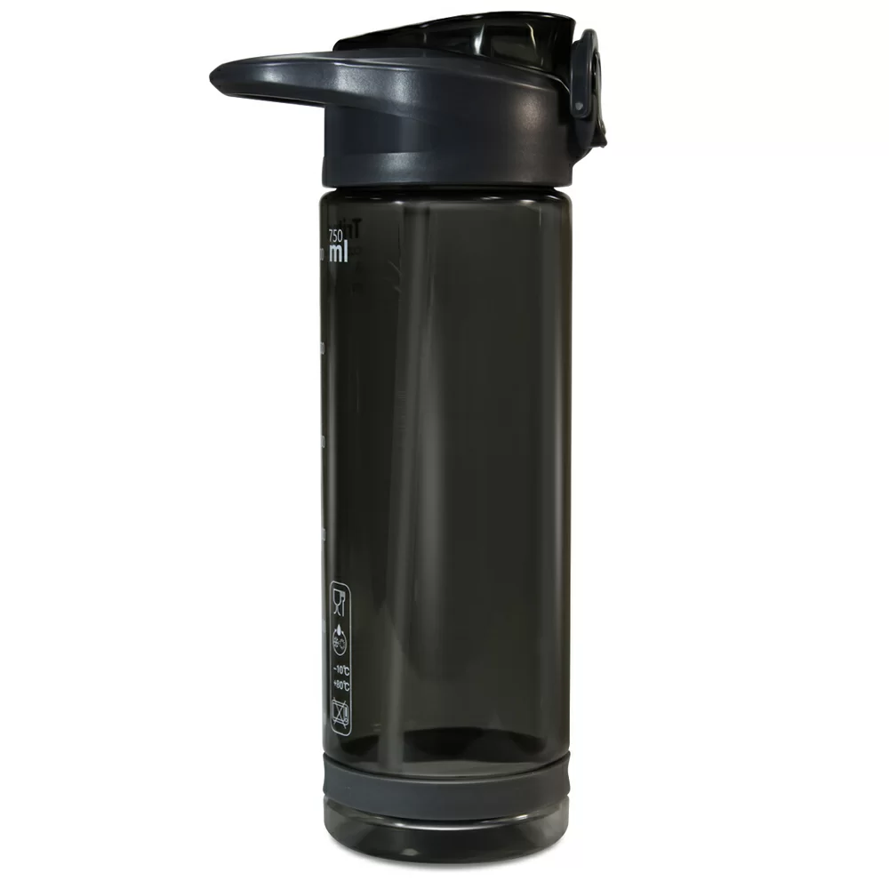 Реальное фото Бутылка для воды Be First 750 мл с крышкой, тритан, черная  WB09-750 black от магазина СпортСЕ