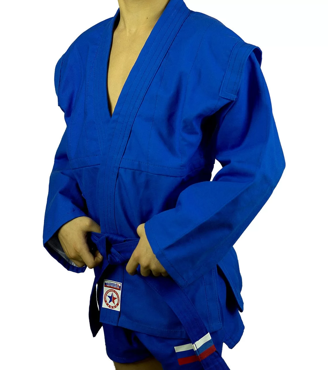 Реальное фото Куртка для самбо Крепыш облегченная синяя К.31.СИ-44.00 от магазина СпортСЕ