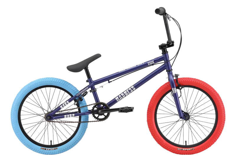 Реальное фото Велосипед Stark Madness BMX 1(2024) темно-синий матовый/серебристый/синий, красный от магазина СпортСЕ