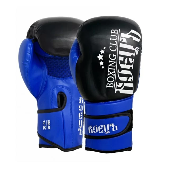 Реальное фото Перчатки боксерские Боецъ BBG-04 синие от магазина СпортСЕ