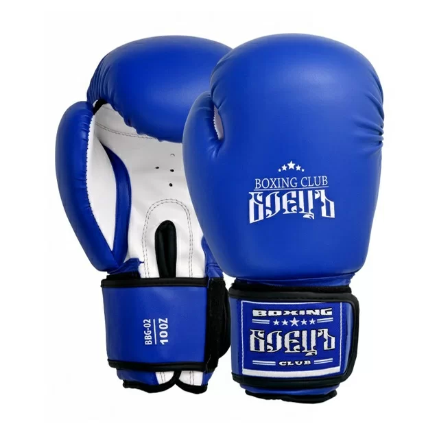 Реальное фото Перчатки боксерские Боецъ синие BBG-02 от магазина СпортСЕ