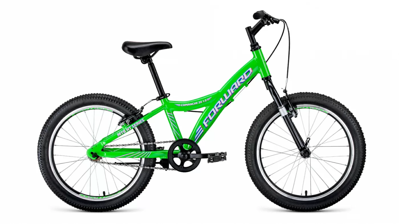 Реальное фото Велосипед Forward Comanche 20 1.0 (2021) ярко-зеленый/белый от магазина СпортСЕ