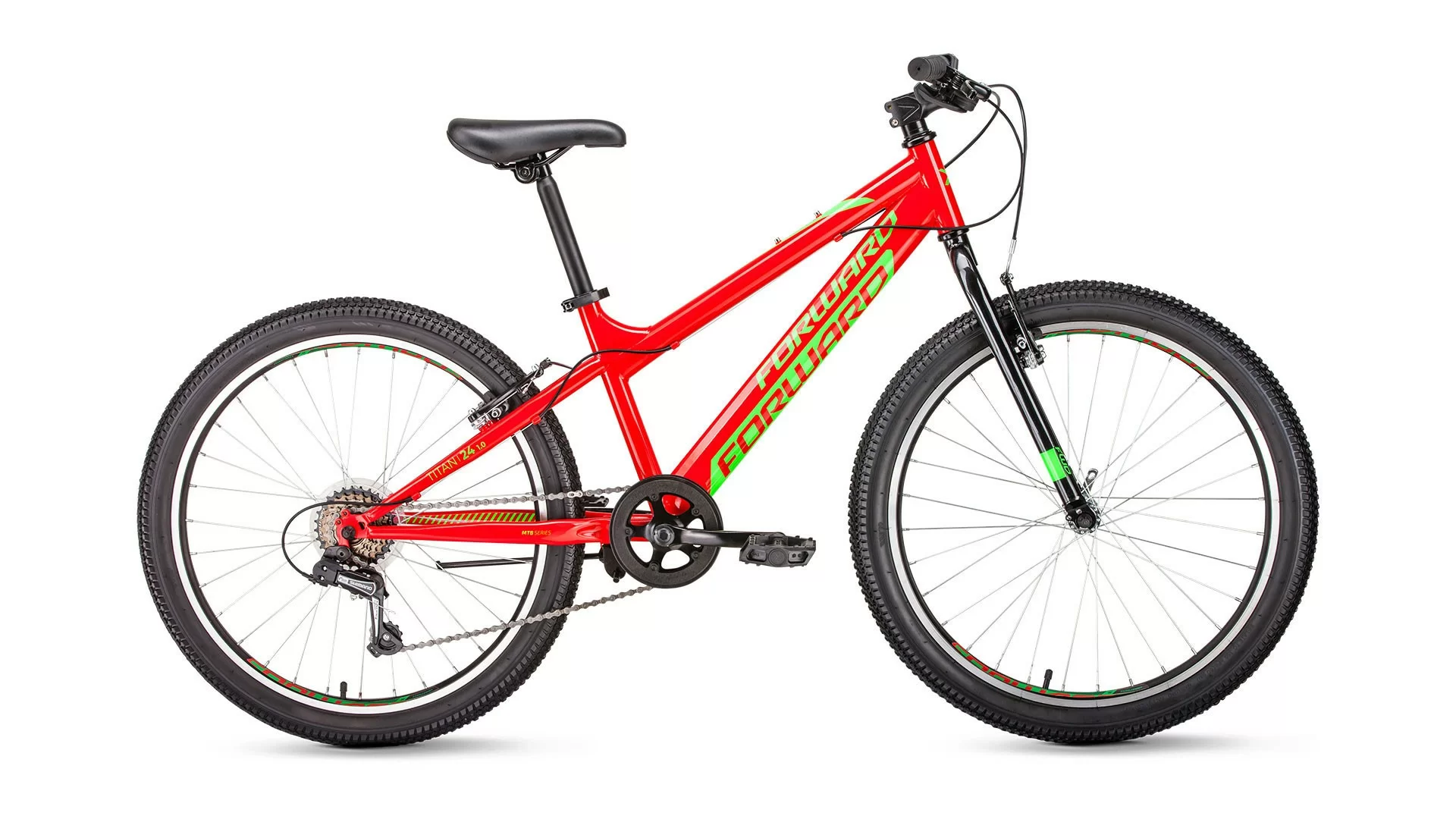 Реальное фото Велосипед Forward Titan 24 1.0 (6ск) (2019) красный от магазина СпортСЕ