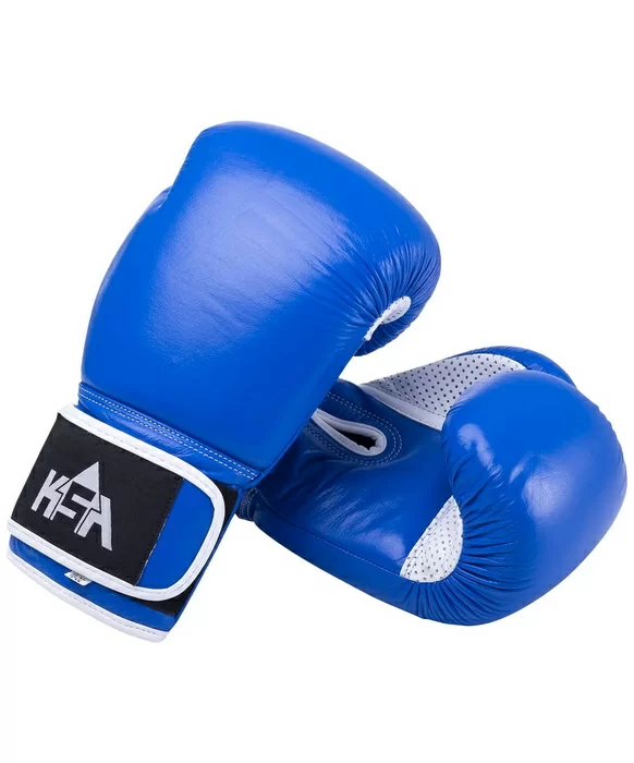 Реальное фото Перчатки боксерские KSA Wolf кожа Blue от магазина СпортСЕ