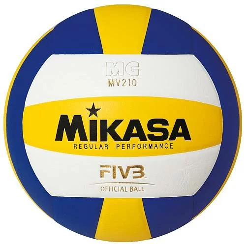 Реальное фото Мяч волейбольный Mikasa MV210 р.5 синт.кожа клееный бел-жел-син от магазина СпортСЕ