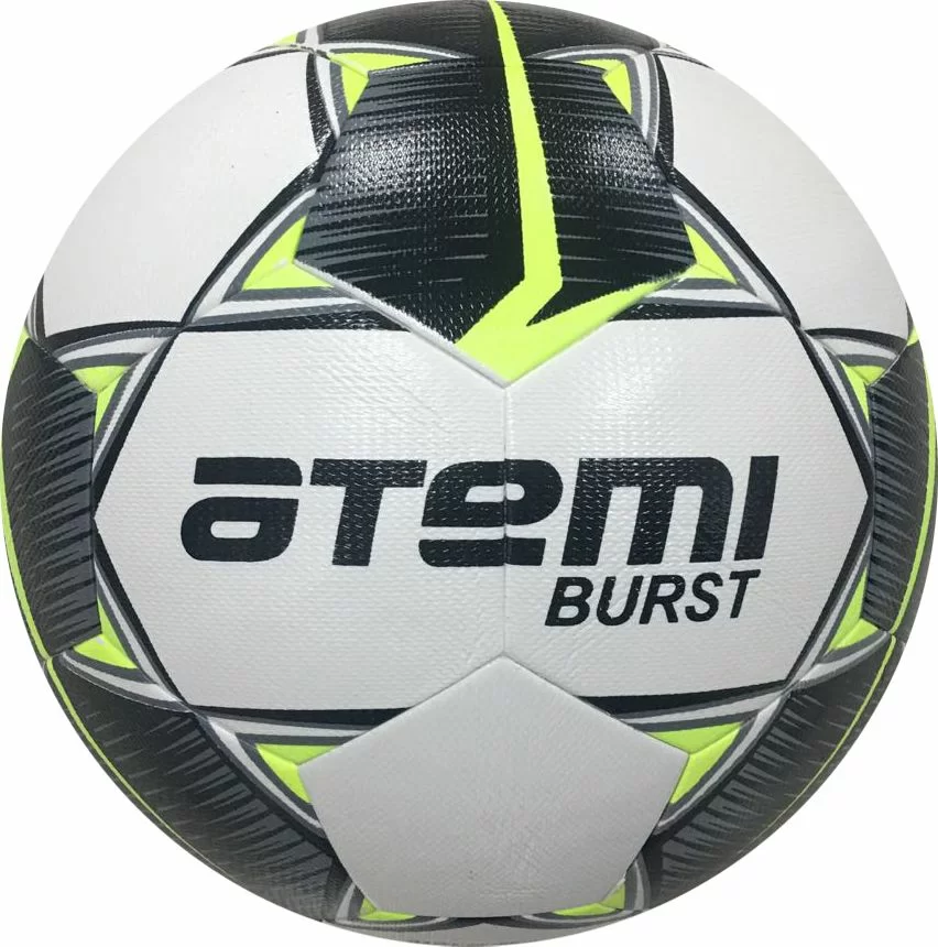 Реальное фото Мяч футбольный Atemi Burst №5 белый/черн/желтый от магазина СпортСЕ