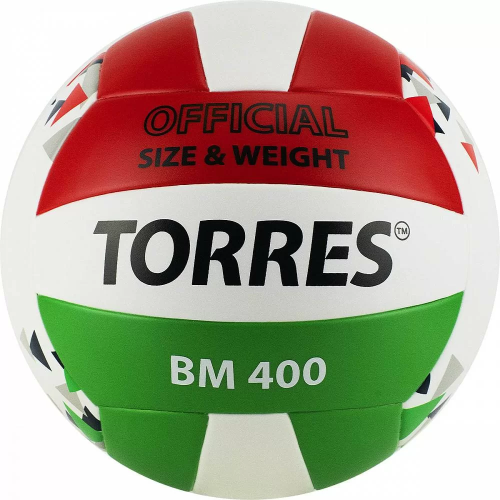 Реальное фото Мяч волейбольный Torres BM400 р.5 синт. кожа клееный бело-крас-зелен V32015 от магазина СпортСЕ