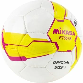 Реальное фото Мяч футбольный Mikasa FT557B-YP №5 бело-желтый от магазина СпортСЕ