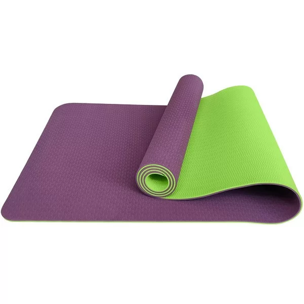 Реальное фото Коврик для йоги E33588 183х61х0,6 см ТПЕ фиолетово/салатовый 10020099 от магазина СпортСЕ