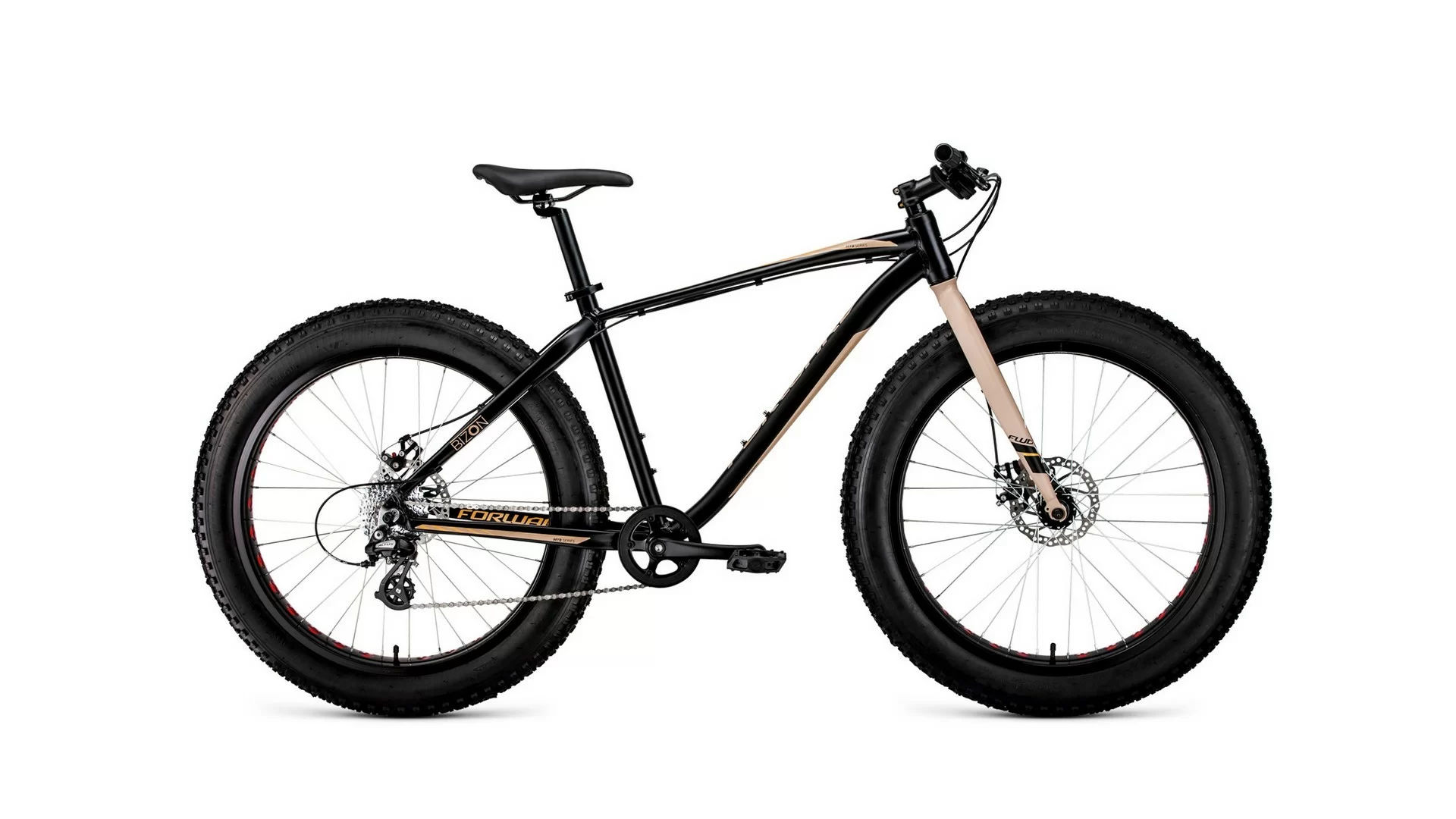 Реальное фото Велосипед Forward Bizon 26 (2020) черный/бежевый RBKW0W66P002 от магазина СпортСЕ