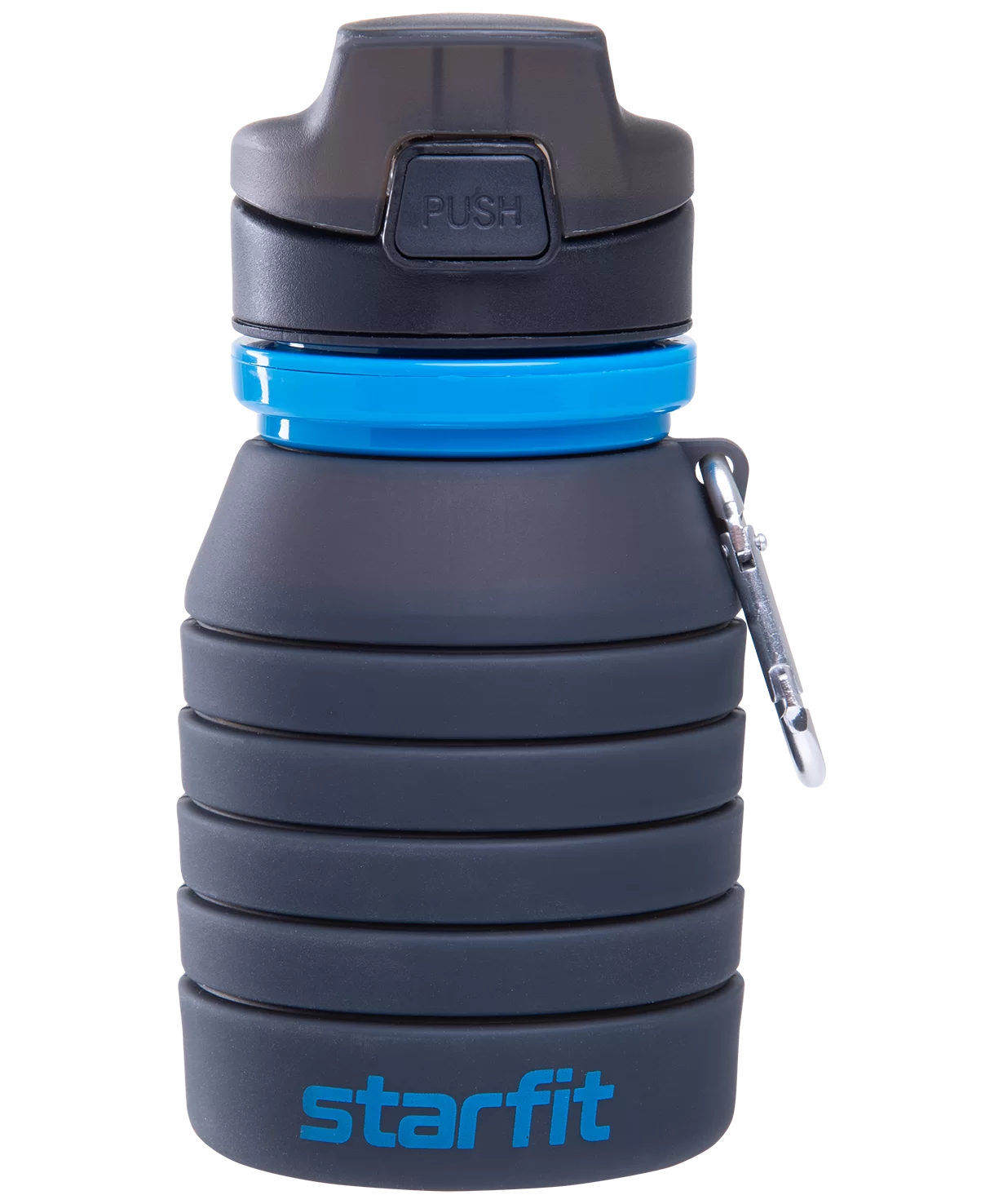 Реальное фото Бутылка для воды StarFit FB-100 с карабином складная серый УТ-00016606 от магазина СпортСЕ