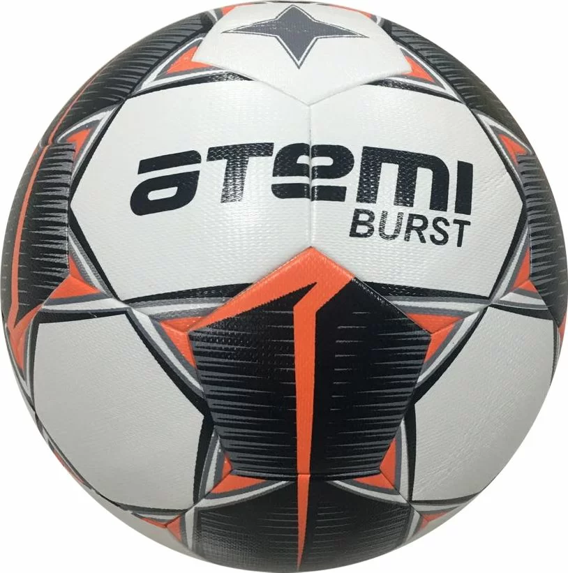 Реальное фото Мяч футбольный Atemi Burst №5 белый/черн/красн от магазина СпортСЕ