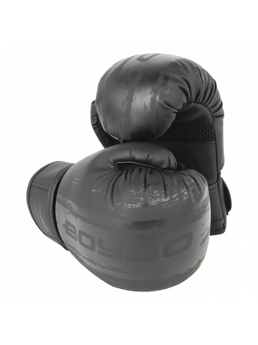 Реальное фото Перчатки боксерские BoyBo Stain флекс черный BGS322 от магазина СпортСЕ