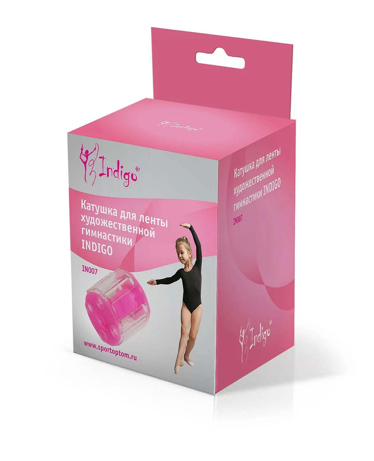Реальное фото Катушка для лент художественной гимнастики Indigo розовая IN007 от магазина СпортСЕ