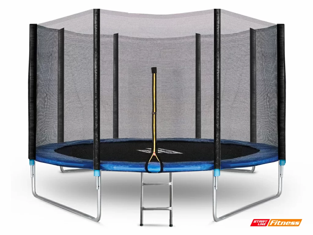 Реальное фото Батут StartLine Fitness 12 футов (366 см) с внешней сеткой и лестницей от магазина СпортСЕ