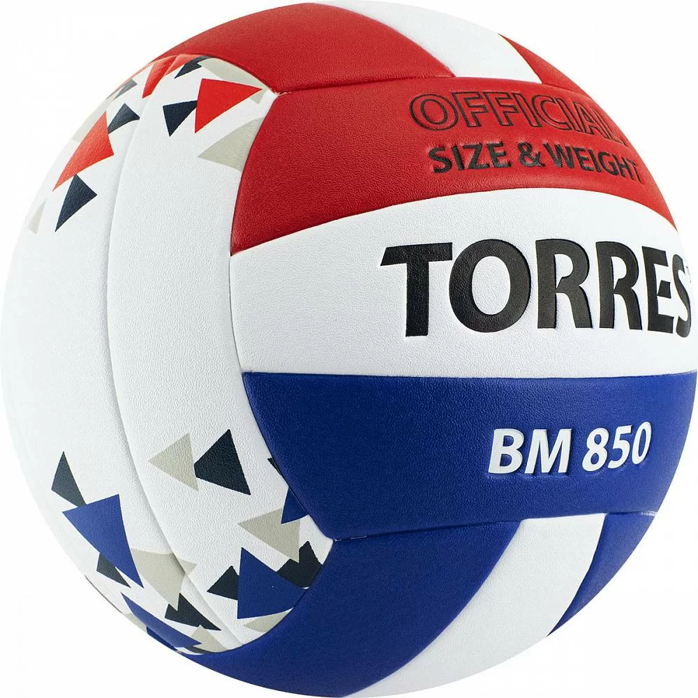 Реальное фото Мяч волейбольный Torres BM850 р.5 синт. кожа клееный  бел-син-крас V32025 от магазина СпортСЕ