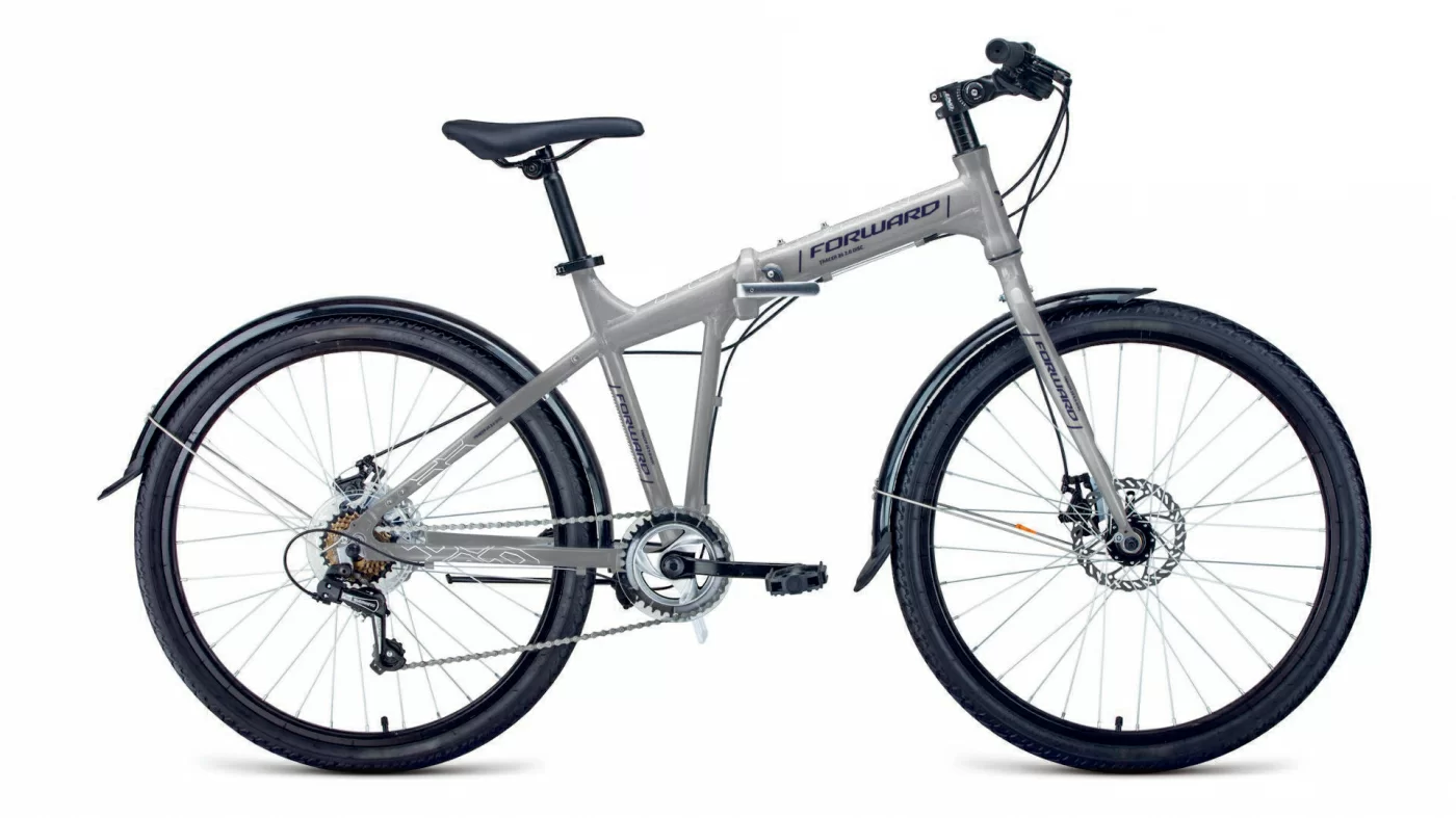 Реальное фото Велосипед Forward Tracer 26 2.0 disc скл. (2021) серый/синий 1BKW1C467003 от магазина СпортСЕ