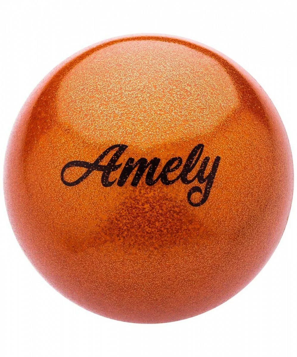 Реальное фото Мяч для художественной гимнастики 19 см Amely AGB-103 с насыщенными блестками оранжевый от магазина СпортСЕ