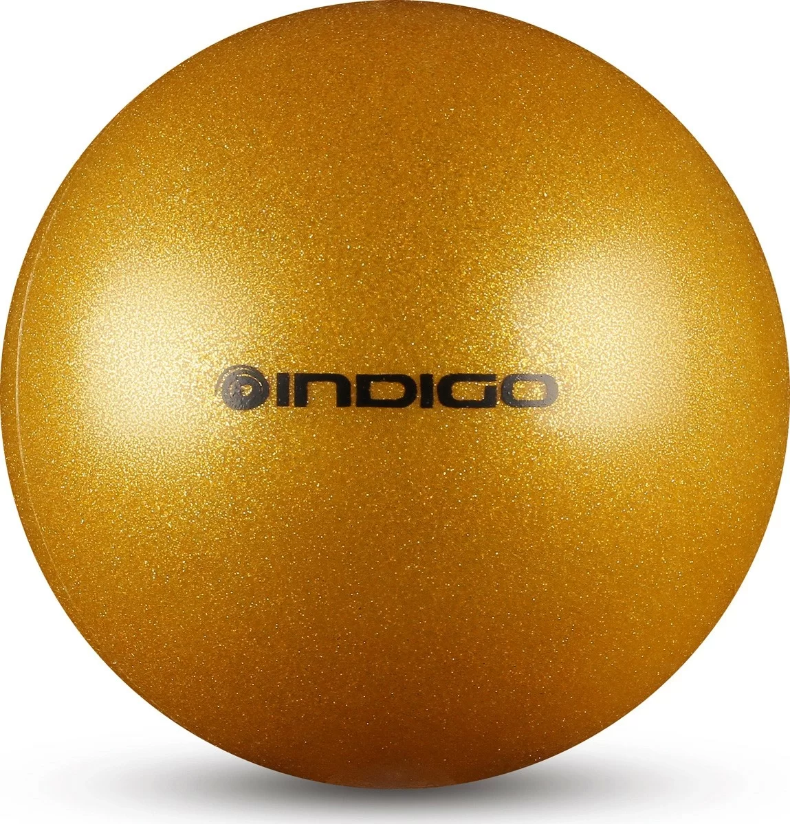 Реальное фото Мяч для художественной гимнастики 15 см 300 г Indigo металлик золотой с блестками IN119 от магазина СпортСЕ