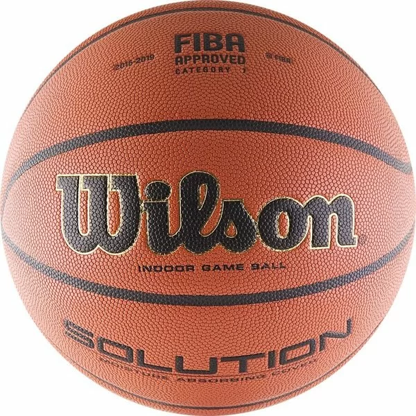Реальное фото Мяч баскетбольный Wilson Solution VTB24 №7 FIBA Appr, микрофибра коричневый WTP000265 от магазина СпортСЕ