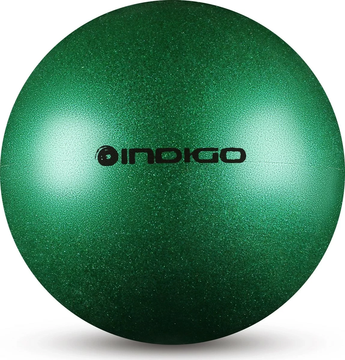 Реальное фото Мяч для художественной гимнастики 15 см 300 г Indigo металлик зеленый с блетками IN119 от магазина СпортСЕ