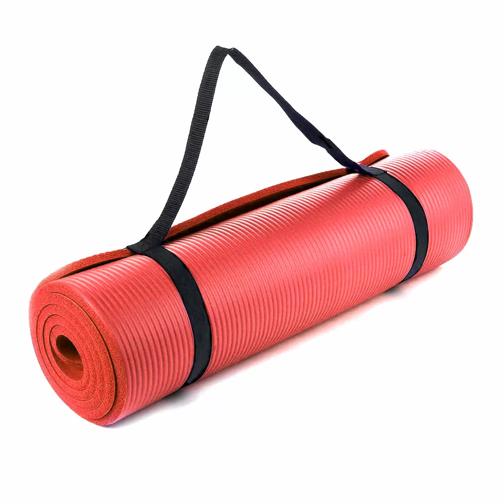 Реальное фото Коврик для йоги НБК 183х61х1,5см  красный R18128 от магазина СпортСЕ