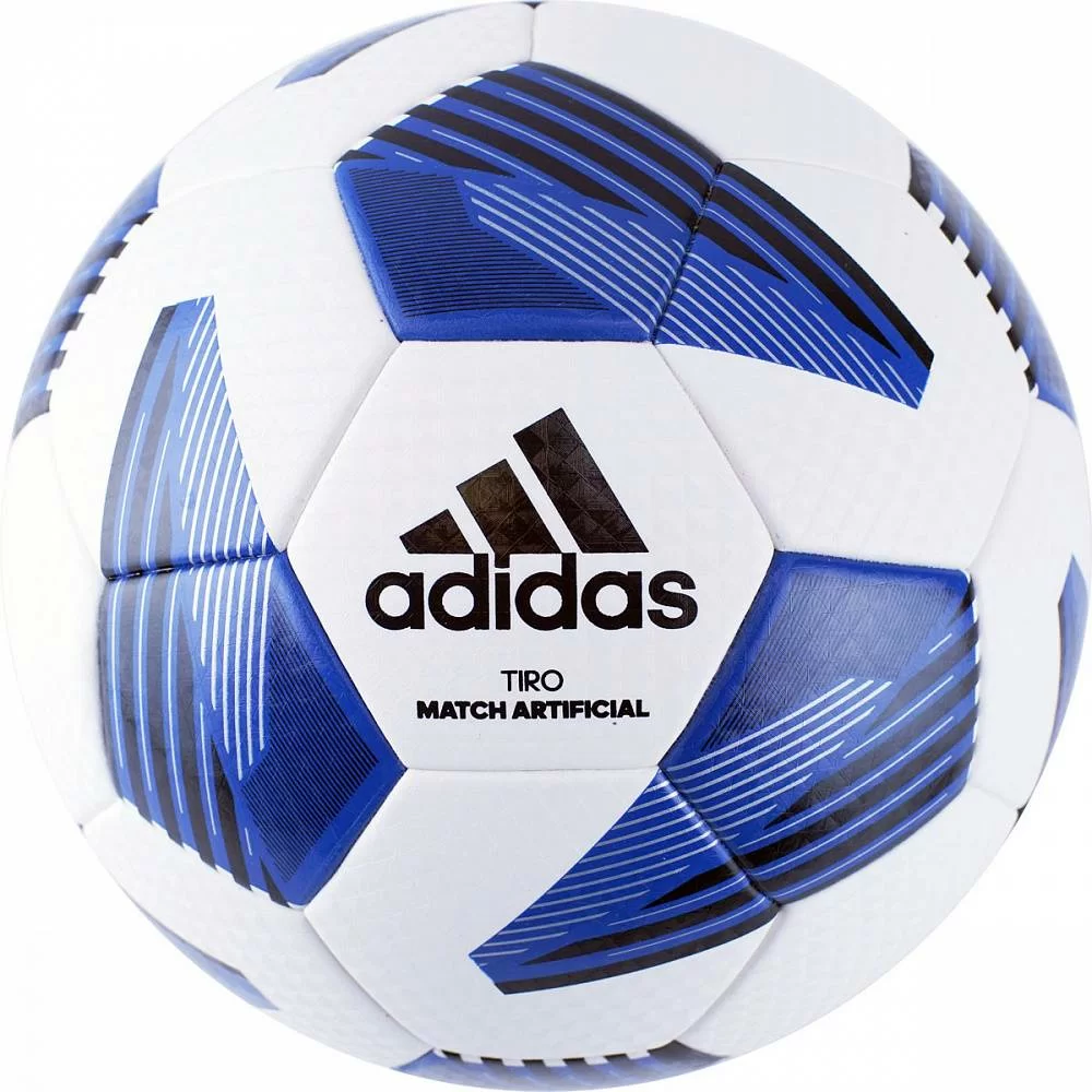 Реальное фото Мяч футбольный Adidas Tiro Lge Art  р.5 ТПУ  термосшивка бело-синий FS0387 от магазина СпортСЕ