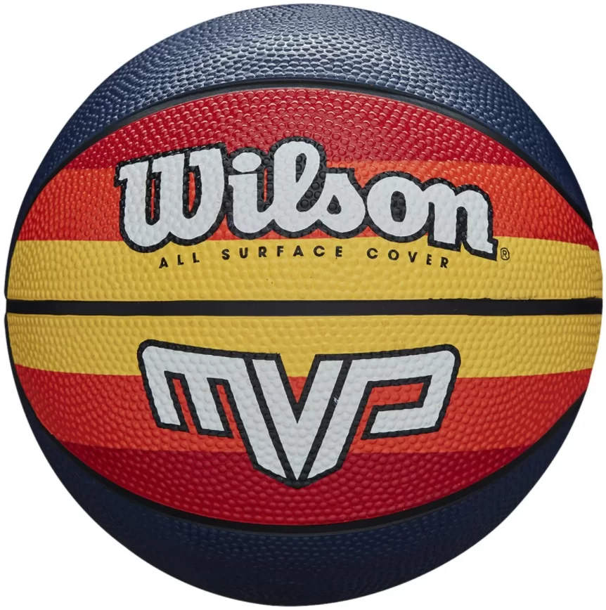 Реальное фото Мяч баскетбольный Wilson MVP Retro №7 резина красно-желто-черный WTB9016XB07 от магазина СпортСЕ