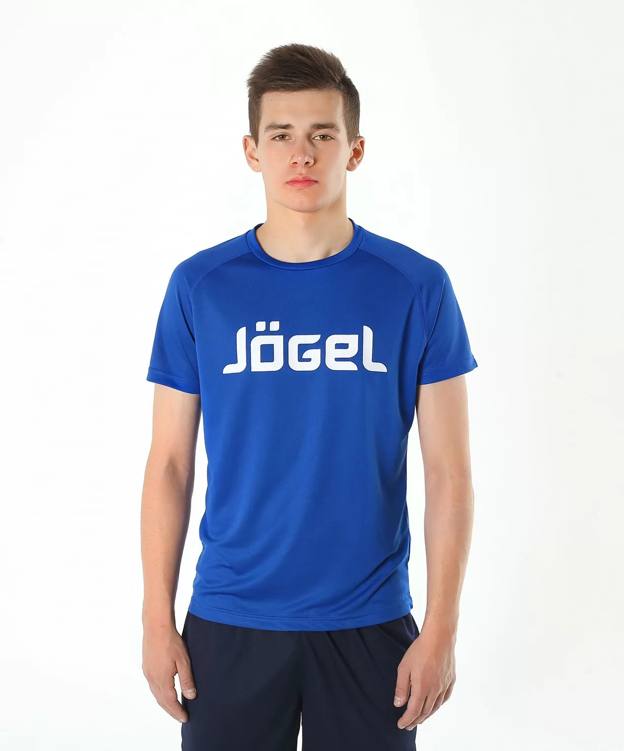 Реальное фото Футболка Jogel JTT-1041-097 полиэстер синий/белый 13743 от магазина СпортСЕ