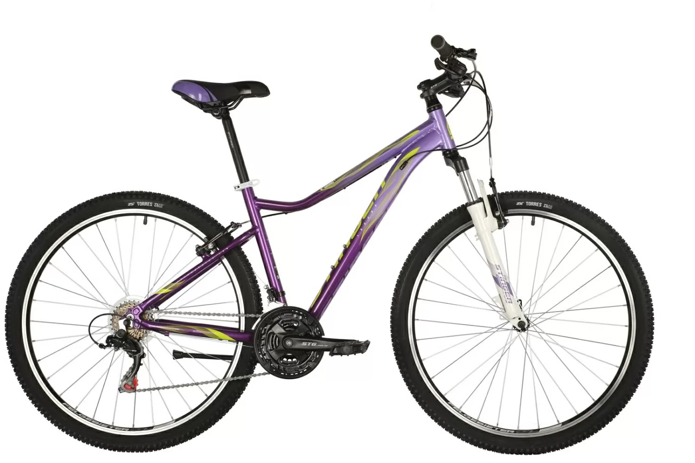 Реальное фото Велосипед STINGER 27.5" LAGUNA STD фиолетовый, алюминий, размер 19", MICROSHIFT от магазина СпортСЕ