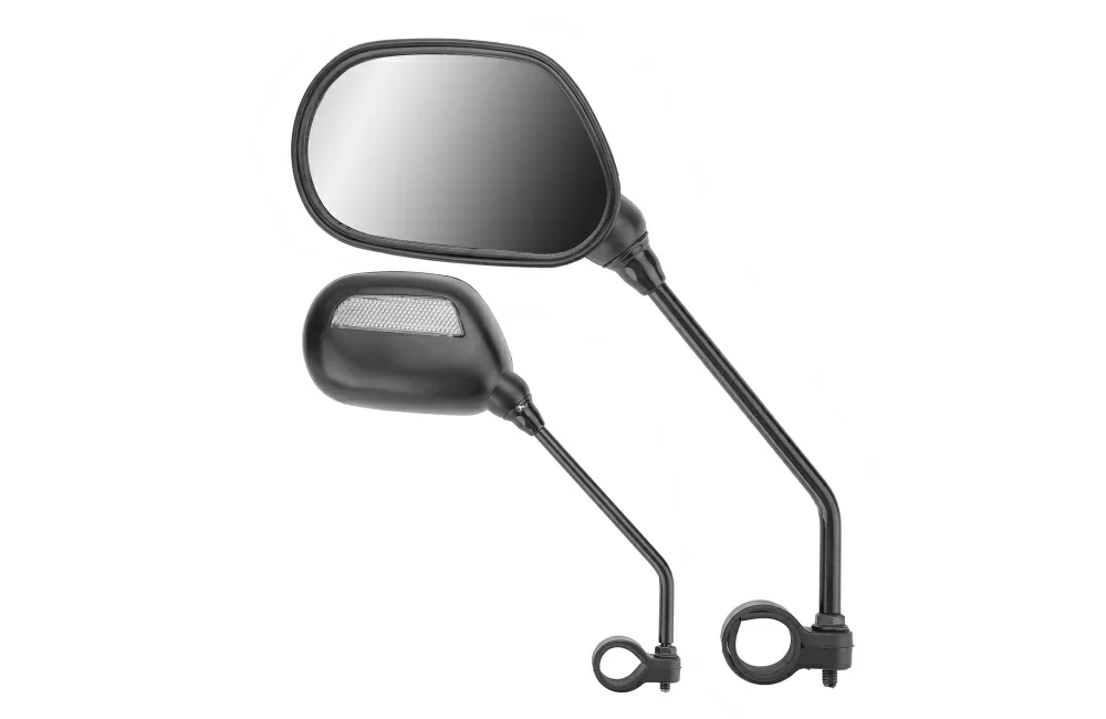 Реальное фото Зеркала заднего вида TEN-M-003 со световозвращателями, правое и левое стальные чёрные 220028 от магазина СпортСЕ