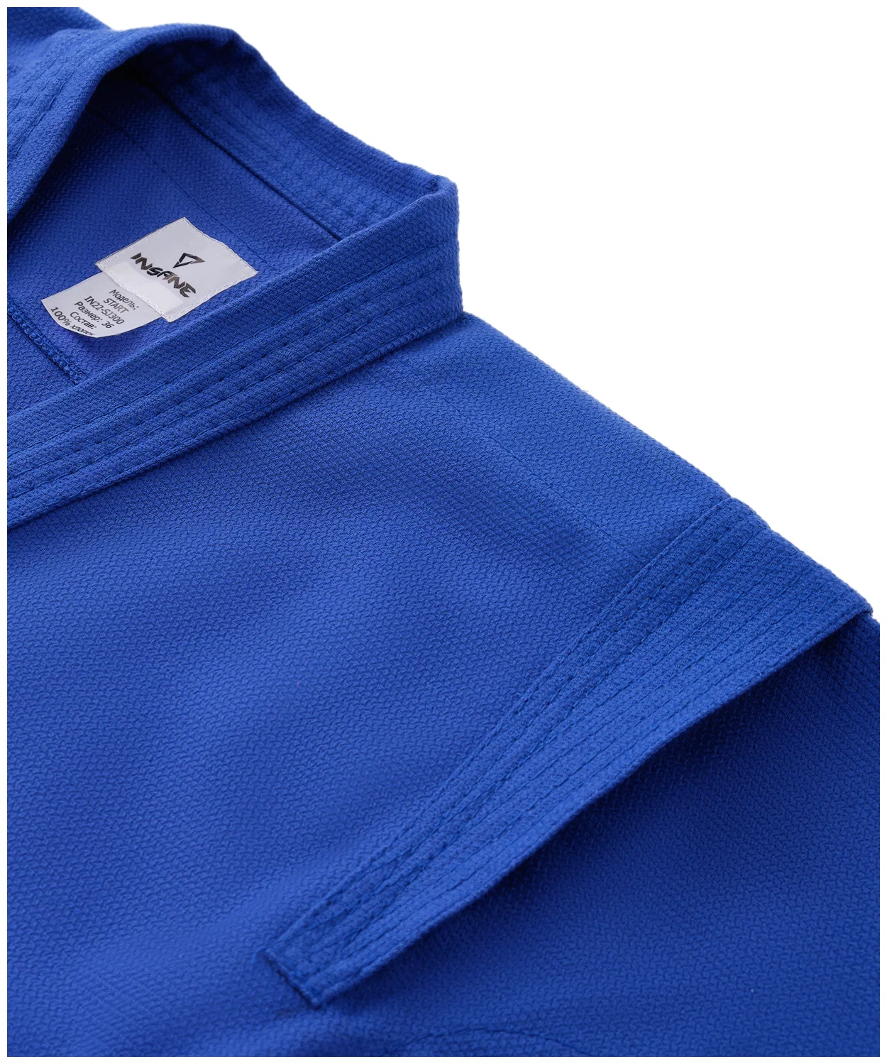 Реальное фото Куртка для самбо INSANESTART IN22-SJ300 синий, детский, хлопок от магазина СпортСЕ