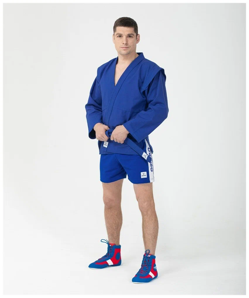 Реальное фото Куртка для самбо INSANESTART IN22-SJ300 синий, взрослый, хлопок от магазина СпортСЕ