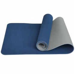 Коврик для йоги E39306 ТПЕ 183х61х0,6 см синий/серый 10021191