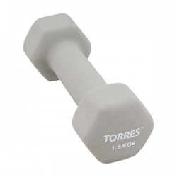 Гантель неопреновая 1.5 кг Torres шестигранник серый PL550115