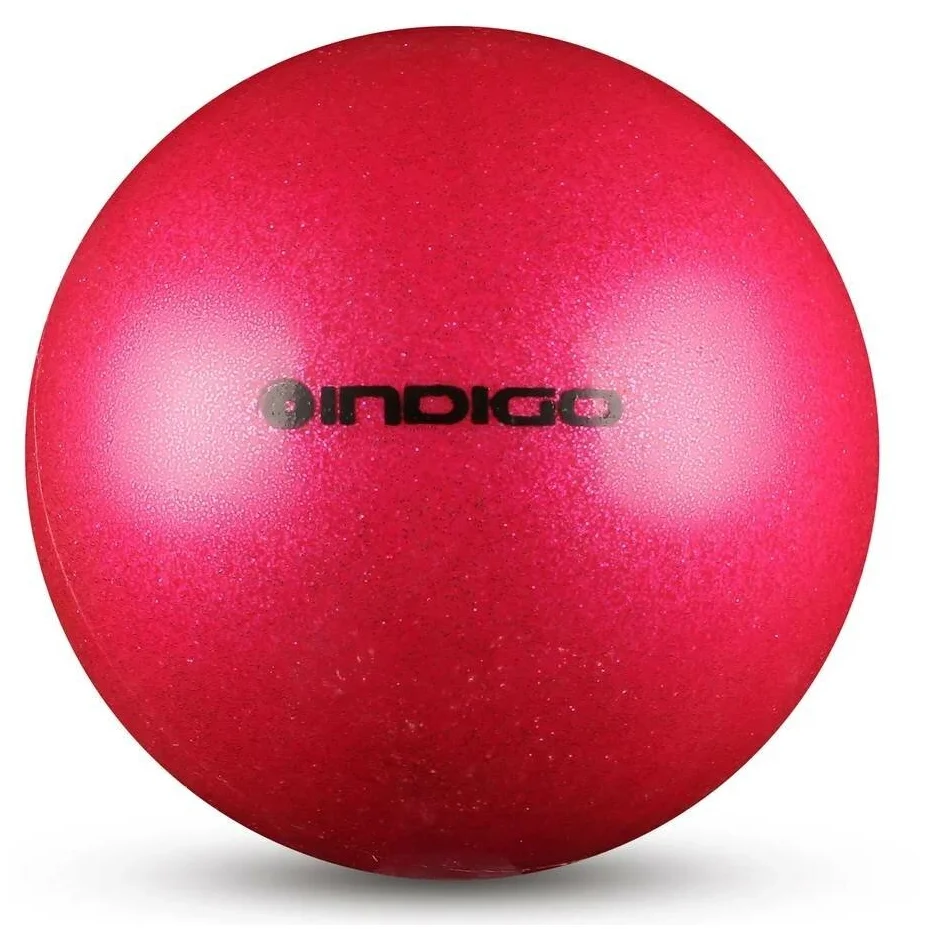 Реальное фото Мяч для художественной гимнастики 19 см 400г Indigo металлик розовый с блестками IN118 от магазина СпортСЕ