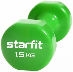 Гантель виниловая 1.5 кг StarFit Core DB-101 зеленый (1 шт) УТ-00018822