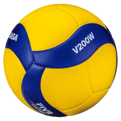 Мяч волейбольный Mikasa V200W FIVB Appr синт.кожа микрофиб. 18пан.  клееный желт-син