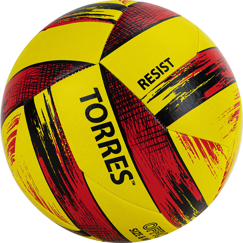 Реальное фото Мяч волейбольный Torres Resist V321305 р.5 синт. кожа гибрид желто-красно-черный V321305 от магазина СпортСЕ