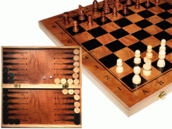 Набор игр (3в1)  34*34см (шашки, шахматы, нарды) дерево S3828 27979
