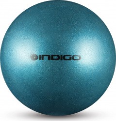 Мяч для художественной гимнастики 15 см 300 г Indigo металлик голубой с блестками IN119