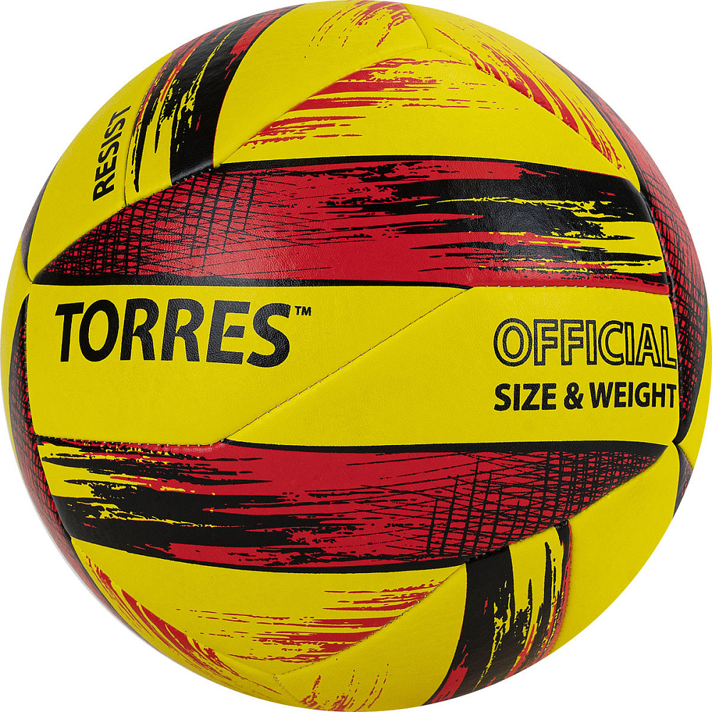 Реальное фото Мяч волейбольный Torres Resist V321305 р.5 синт. кожа гибрид желто-красно-черный V321305 от магазина СпортСЕ